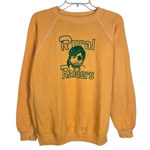 Vtg Collegiate Pacific Rural Raiders Sweatshirt L Pirate Orange School Mascot